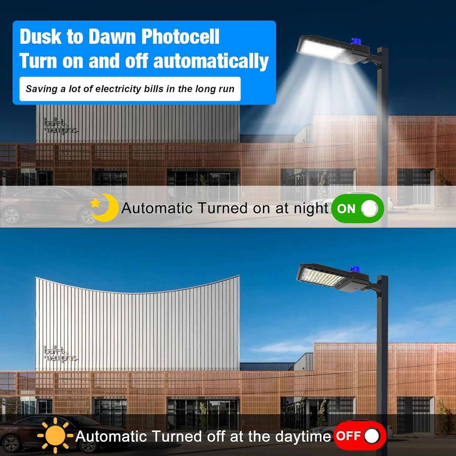 G GJIA 400W, 56,000LM LED Parking Lot Lights with Arm Mount Pro Series, Dusk-to-Dawn
