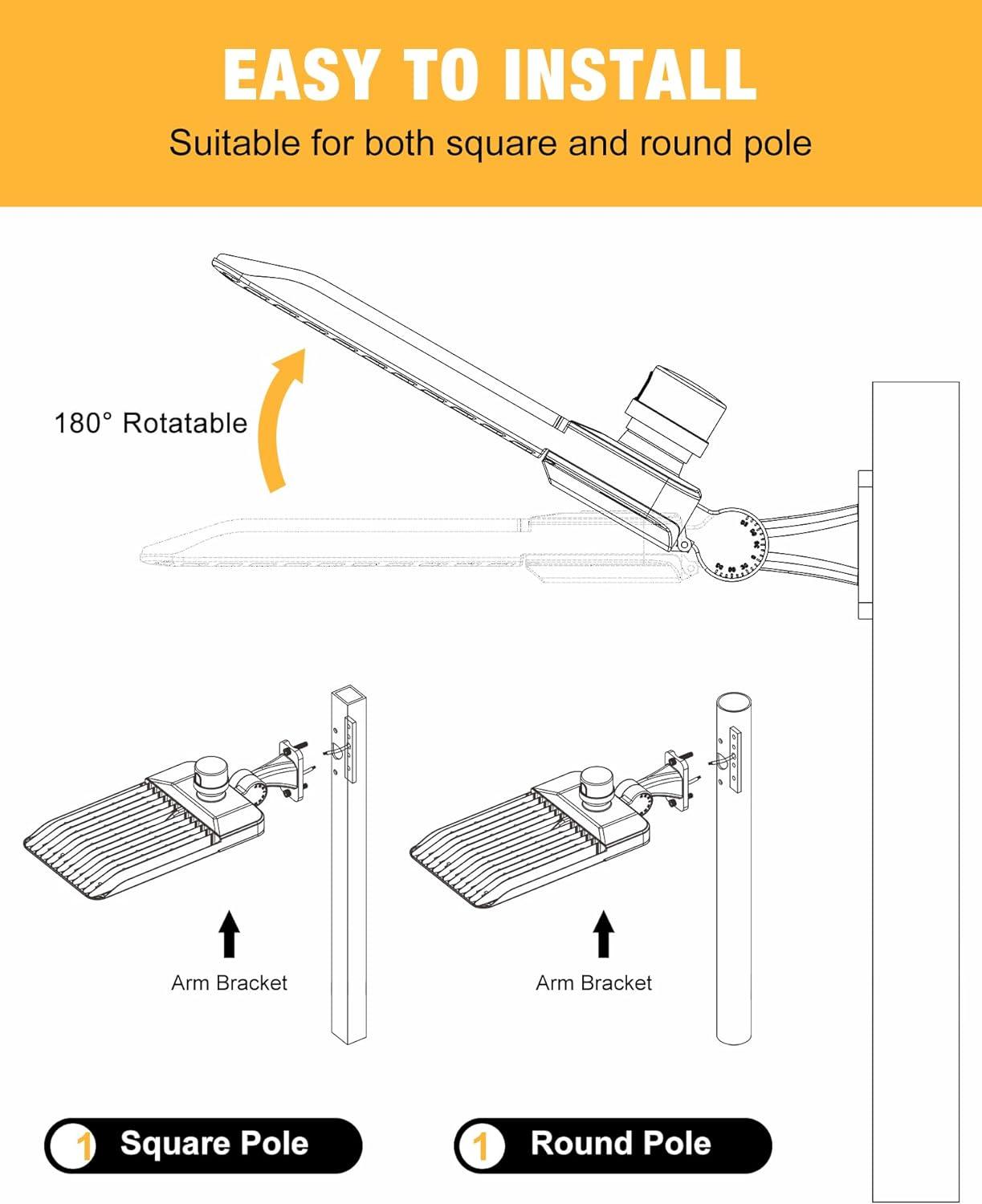 G GJIA® Adjustable Arm Series LED Parking Lot Lights - G GJIA®