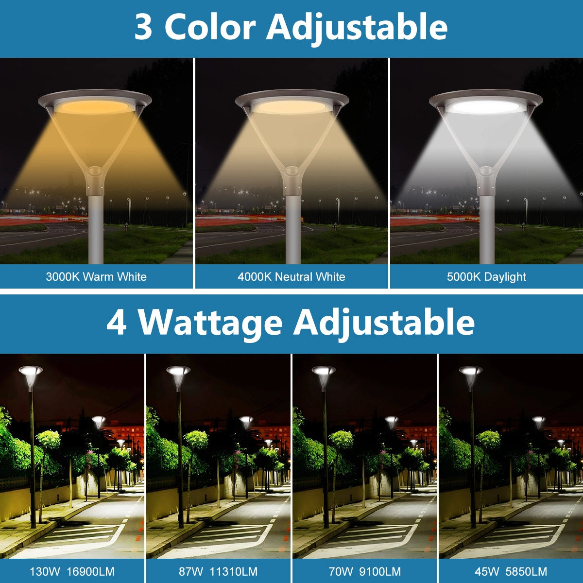 Led Outdoor Garden Pathway Light 130W 17,200LM - Adjustable Watt CCT