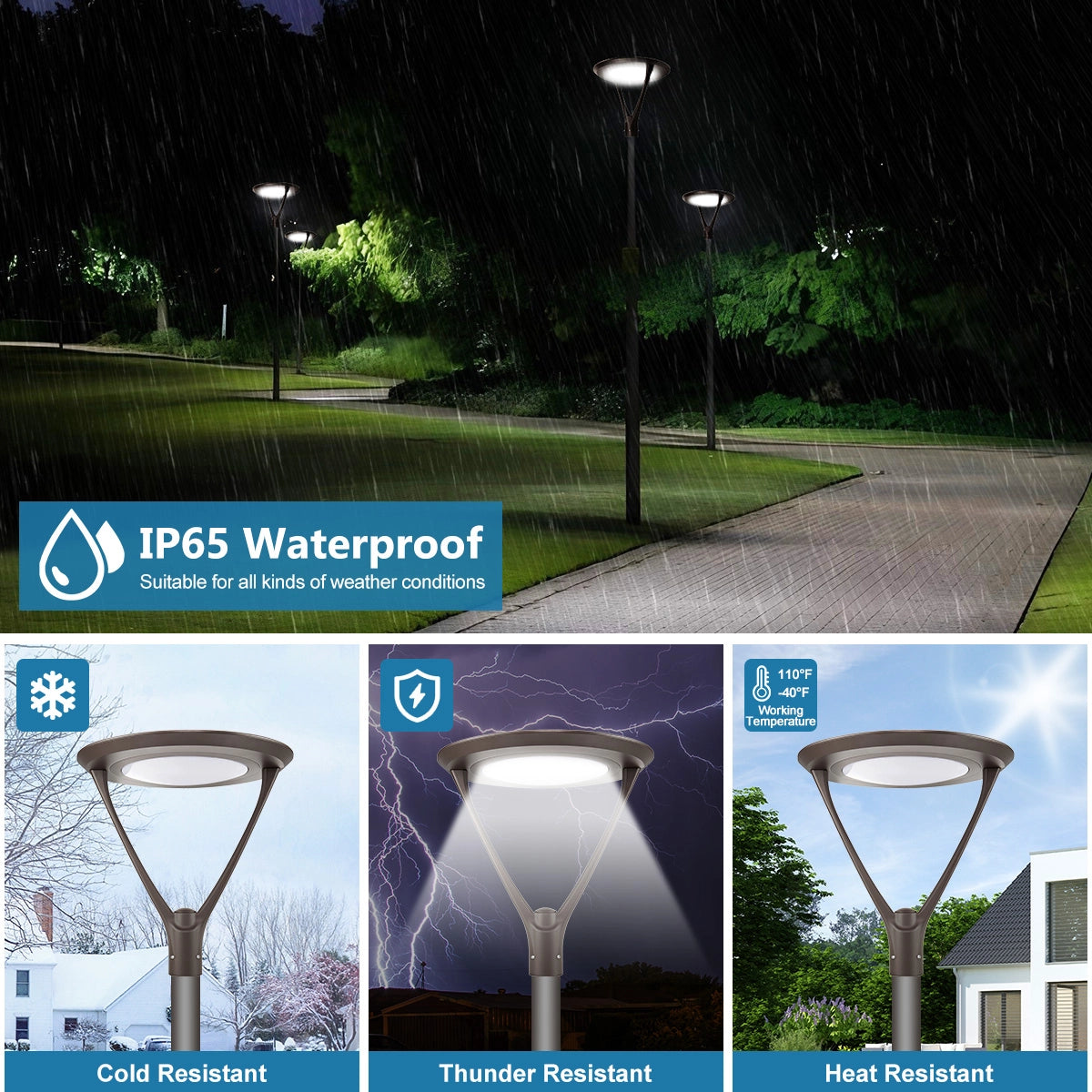 Led Outdoor Garden Pathway Light 130W 17,200LM - Adjustable Watt CCT