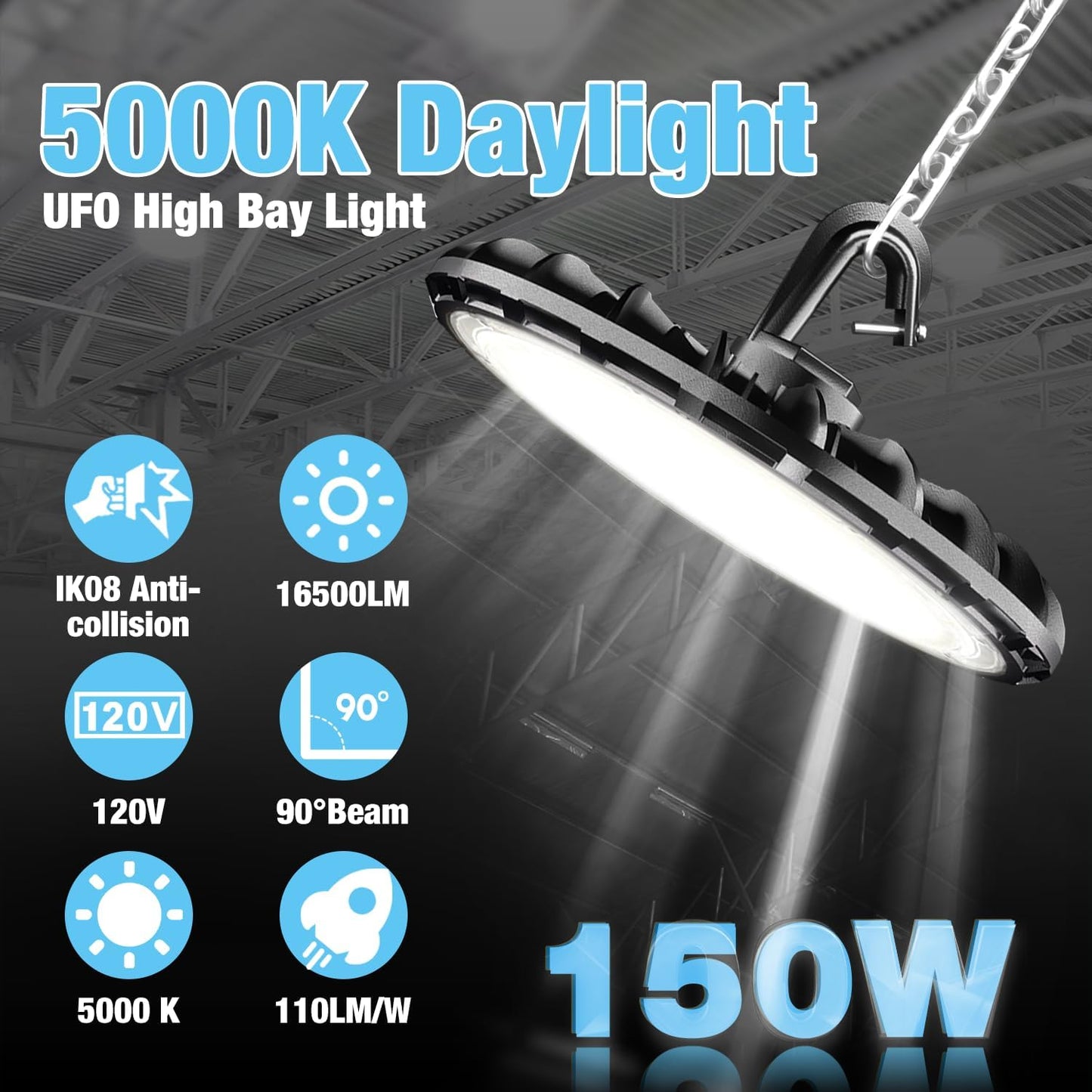 G GJIA® 100W UFO LED High Bay Lights (1 Pack)